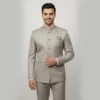 Men’s Beige Textured Jodhpuri Suit