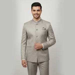 Men’s Beige Textured Jodhpuri Suit