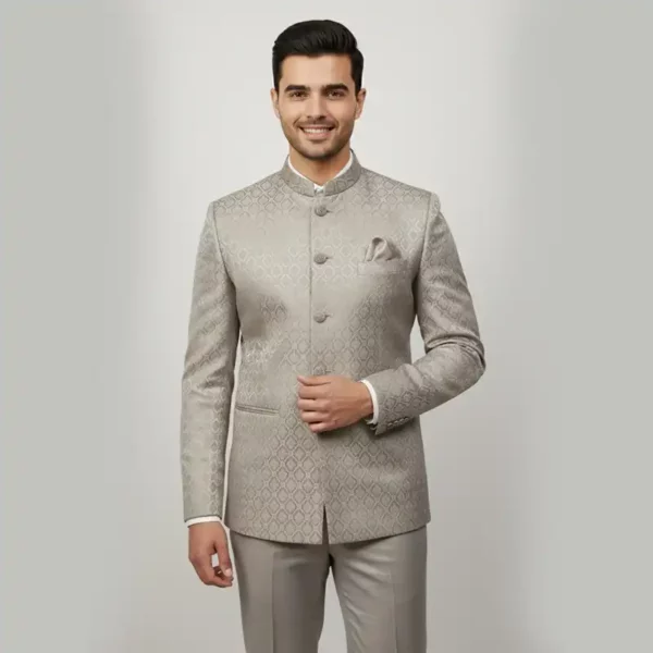 Men’s Beige Textured Jodhpuri Suit