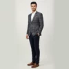 Men’s Blue & Olive Checkered Slim Fit Blazer