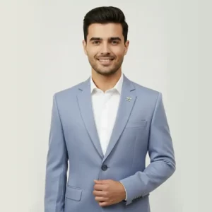 Men’s Light Blue Slim Fit Blazer - Front Close up
