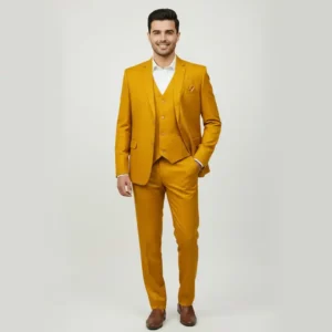 Men’s Mustard Yellow 3-Piece Slim Fit Suit