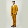 Men’s Mustard Yellow 3-Piece Slim Fit Blazer Suit