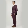 Men’s Plum 3-Piece Slim Fit Suit - Left Side View Men’s Plum 3-Piece Slim Fit Blazer Suit