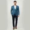 Men’s Teal Blue Slim Fit 3-Piece Blazer Suit