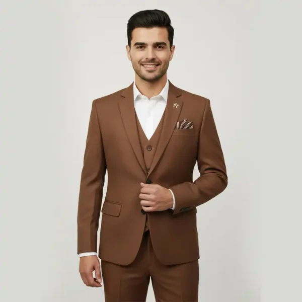 Premium Brown Three-Piece Suit for Men