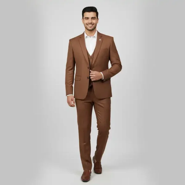 Premium Brown Three-Piece Suit for Men
