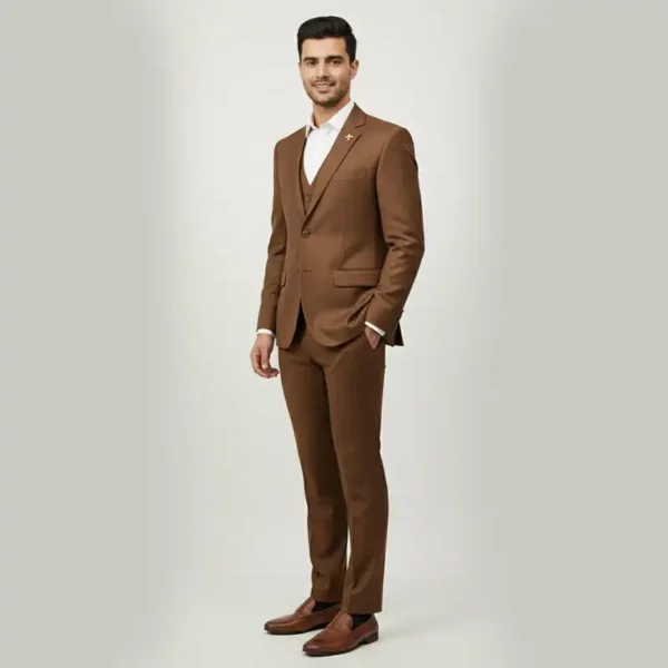 Premium Brown Three-Piece Suit for Men